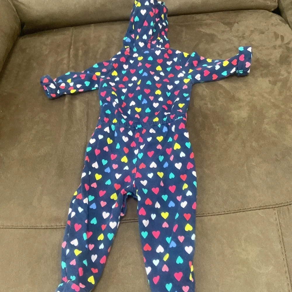 Carters Girls Multi Color Heart Hooded One Piece 12m
